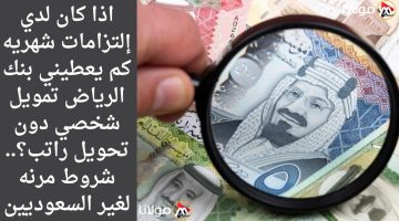 اذا كان لدي إلتزامات شهريه كم يعطيني بنك الرياض تمويل شخصي دون تحويل راتب؟.. شروط مرنه لغير السعوديين