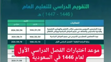 التعليم يحدد موعد اختبارات الفصل الدراسي الأول لعام 1446 في السعودية والتقويم الدراسي للعام الجديد