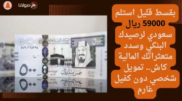 بقسط قليل استلم 59000 ريال سعودي لرصيدك البنكي وسدد متعثراتك المالية كاش.. تمويل شخصي دون كفيل غارم