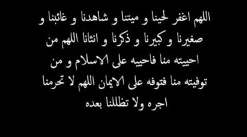 دعاء للمتوفي.. «اللَّهُمَّ، اغْفِرْ له وَارْحَمْهُ، وَاعْفُ عنْه وَعَافِهِ، وَأَكْرِمْ نُزُلَهُ، وَوَسِّعْ مُدْخَلَهُ، وَاغْسِلْهُ بمَاءٍ وَثَلْجٍ وَبَرَدٍ»